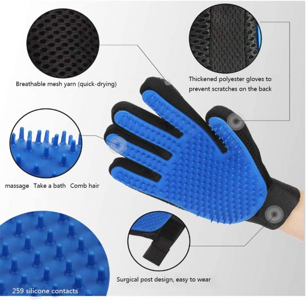 zhangji efficient pet hair remover mitt brush pet grooming glove dog cat cleaning combs silicone massage 1